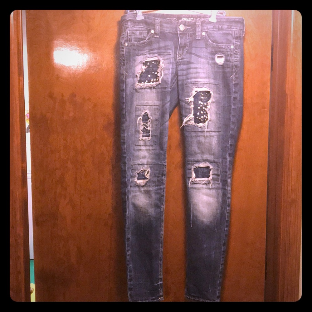 Express Distressed Stretch Skinny Jeans